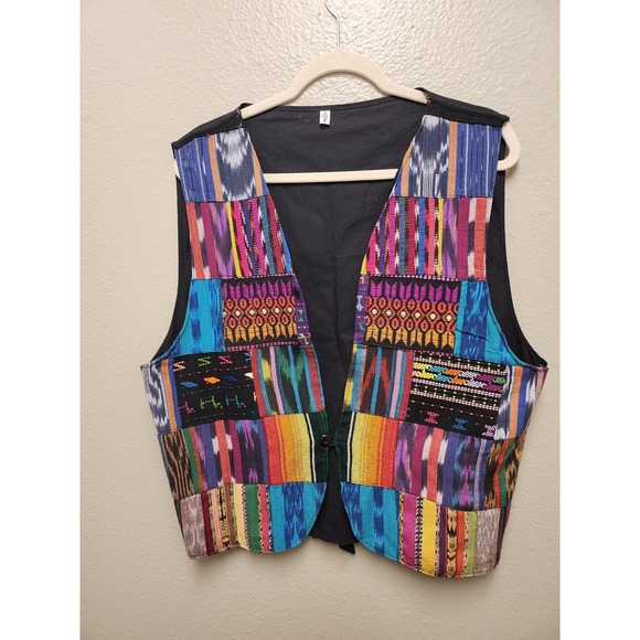 Handmade Other - Handmade Vintage Guatemala Vest, Black with multi colored embroidery design.